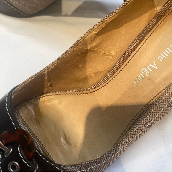 Etienne Aigner Peep Toe Brown Heels Pumps Size 6.5 - Picture 11 of 13